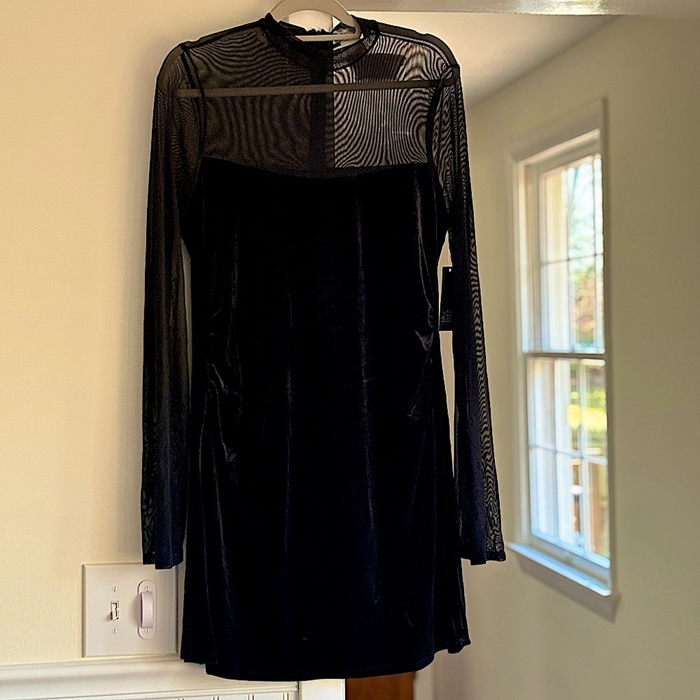 Womans black velvet party dress